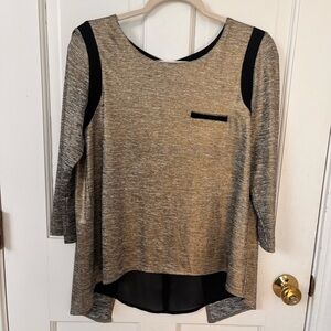 Lucy Paris Gold Metallic and Black Blouse Size M